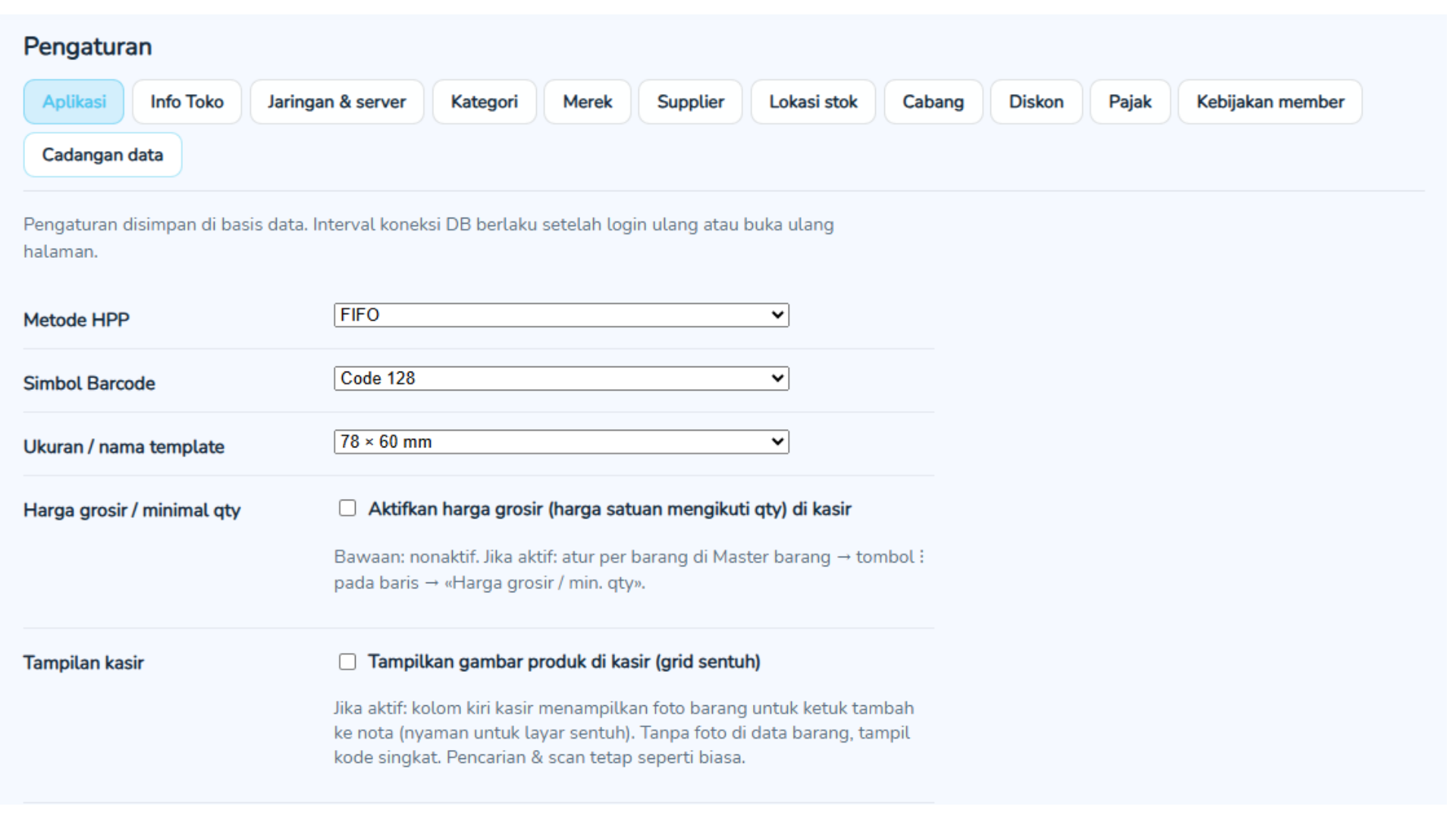 Pengaturan Jodi Retail